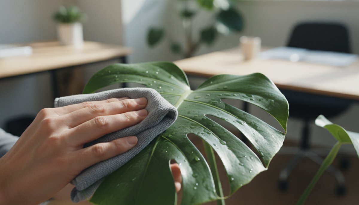 オフィス観葉植物の定期メンテナンス作業風景