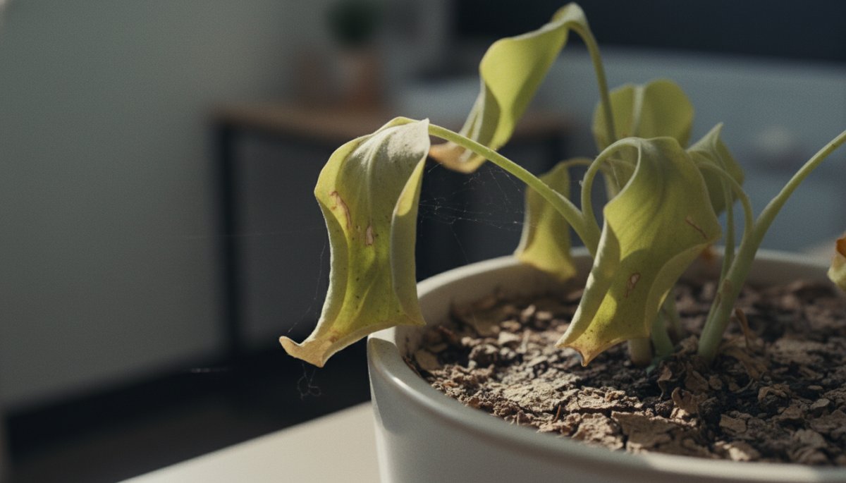 管理不足で元気を失った観葉植物
