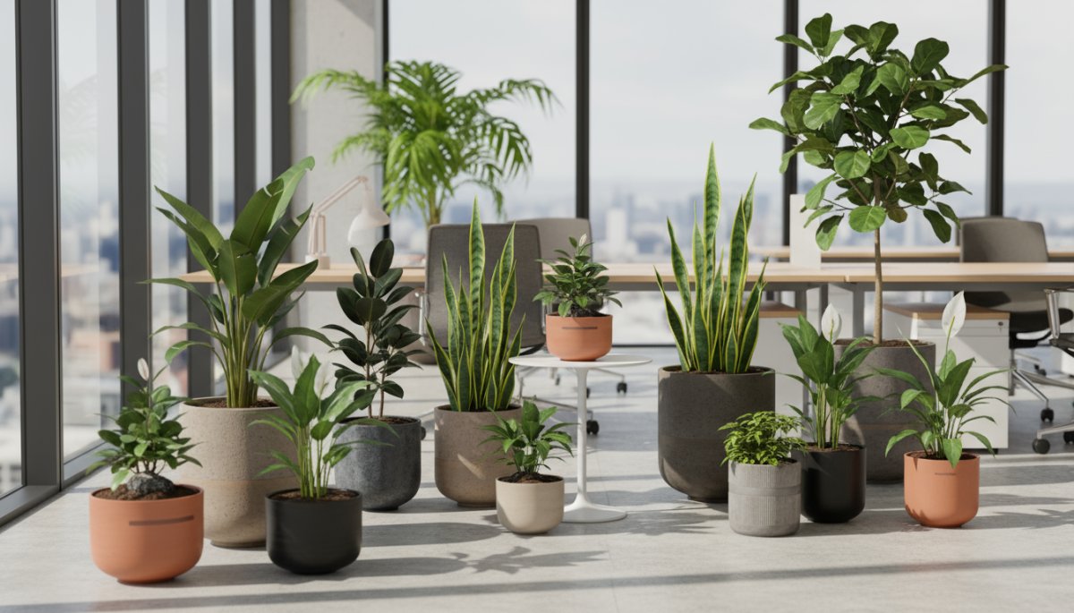 名古屋の法人向けグリーンレンタルにおける様々な種類の観葉植物