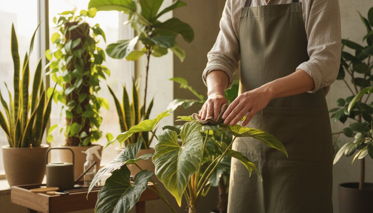観葉植物レンタルサービスのスタッフによるメンテナンスのイメージ