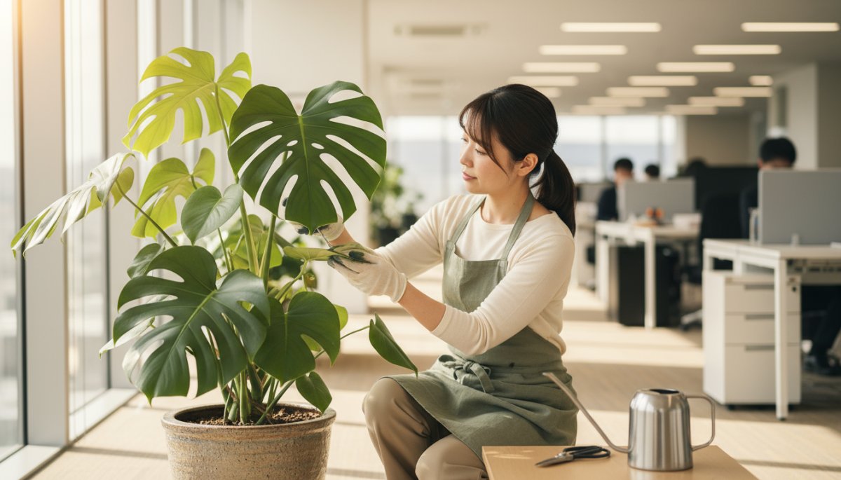 定期メンテナンスで健康な状態を保つ観葉植物