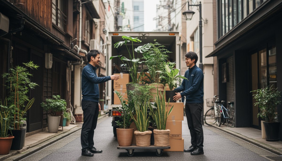 観葉植物レンタルの配送サービスのイメージ
