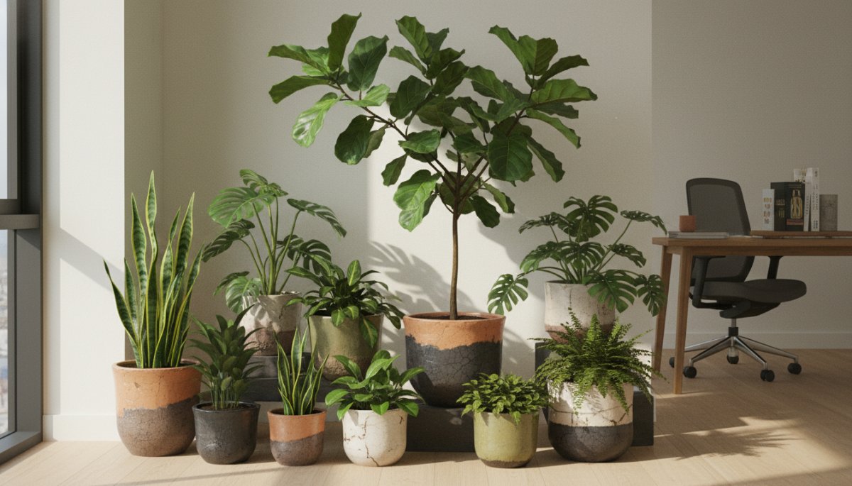 健康的に成長する複数の観葉植物