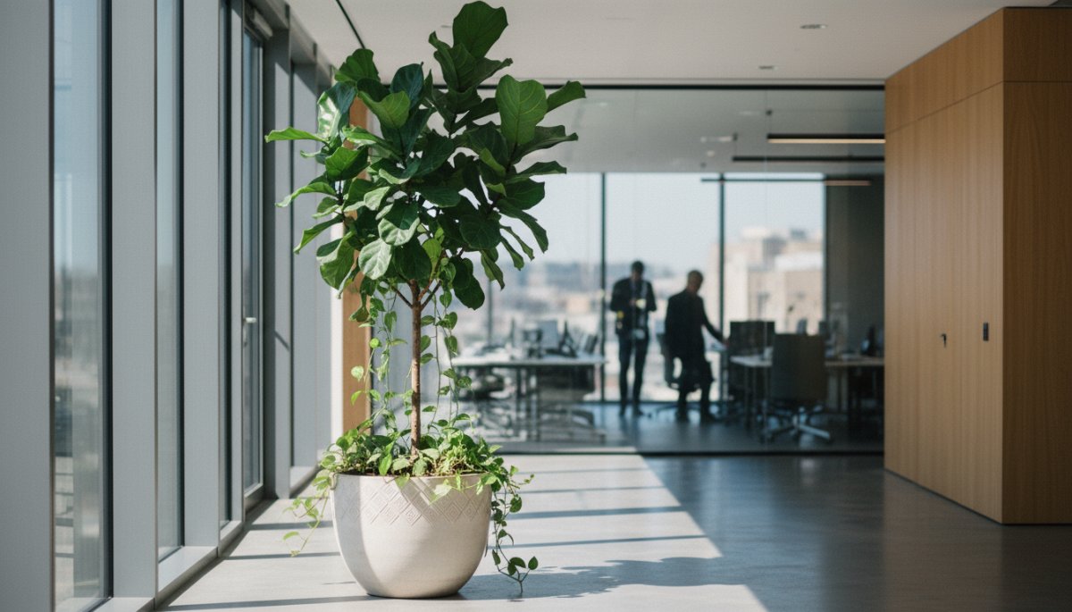 観葉植物の特注サイズレンタルを活用したオフィスのイメージ