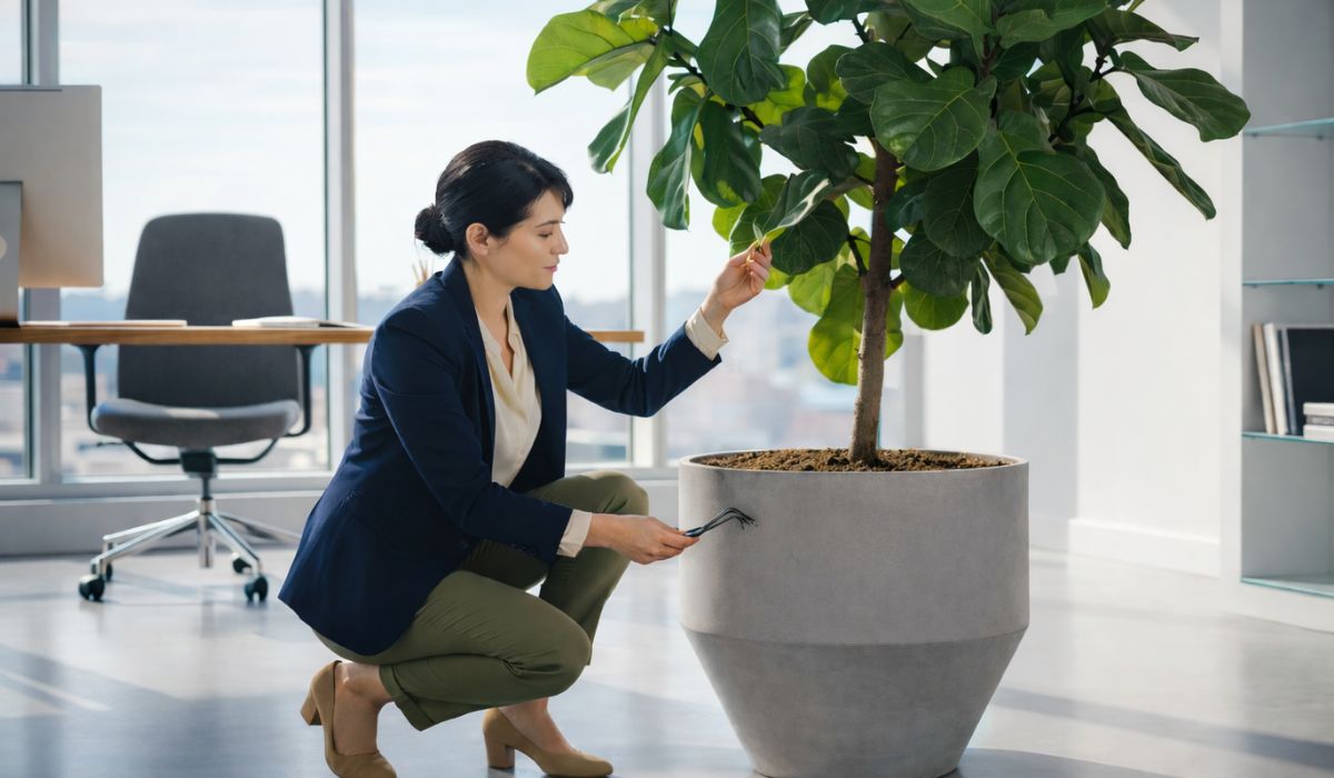オフィスレイアウト変更後の観葉植物の手入れ